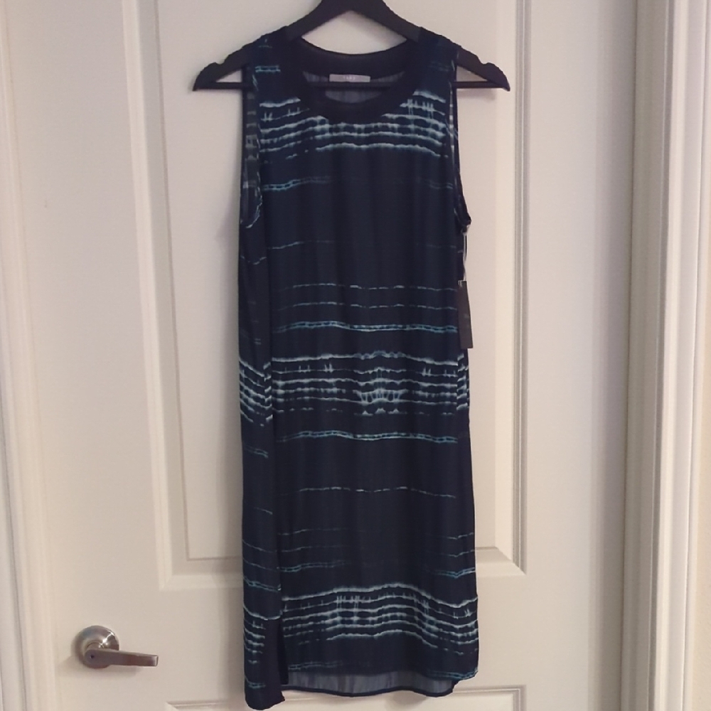 Tart Blue Sheath Midi Dress Sleeveless Crew Neck